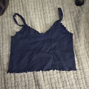 Aerie Size L Navy Blue Ribbed Tank Top